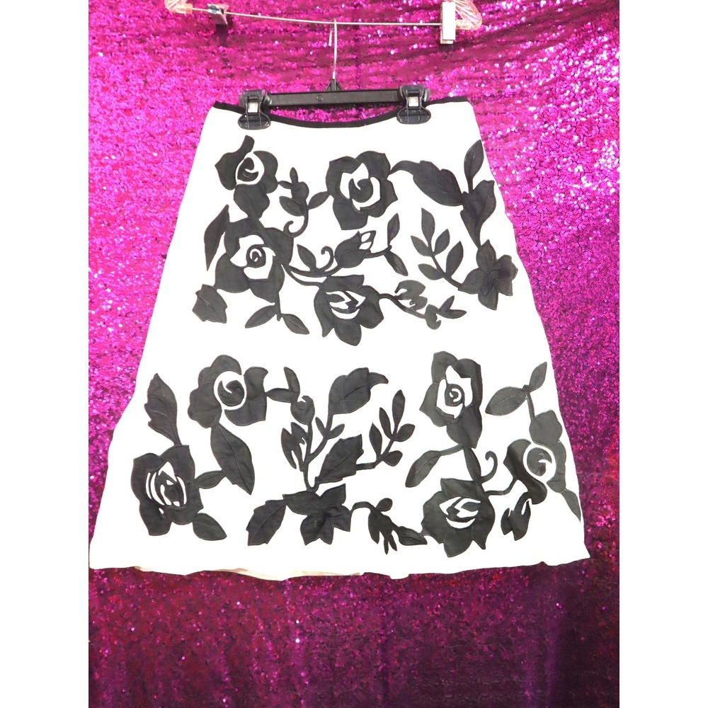 White Floral Skirt 0 White House Black Market Women Linen Blend Embroidered